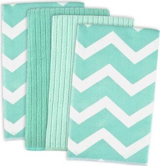 4pk Polyester Chevron Microfiber Dishtowels