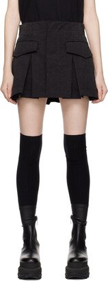 Black Wrap Faux-Suede Skort