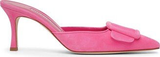 Maysale 70 bright pink suede mules