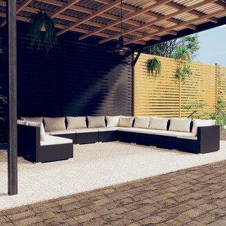 Patio Lounge Set with Cushions Poly Rattan - 27.6