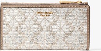 Spade Flower Jacquard Zip Slim Wallet-AA