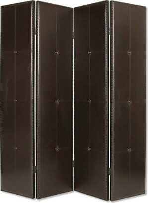 Ares 84 Inch 4 Panel Screen, Dark Brown Vegan Faux Leather,