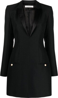 Peak-Lapel Long-Sleeve Minidress