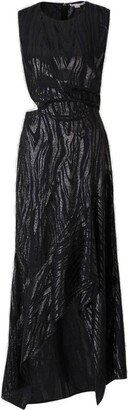 Woodgrain Embossed Asymmetrical Dress