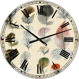 Designart Old Style Feathers Catalogue Oversized Cottage Wall Clock - 36 x 28 x 1