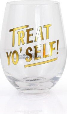 Surreal Entertainment Parks and Recreation Treat Yo Self 17oz Gold Stemless Wine Glass