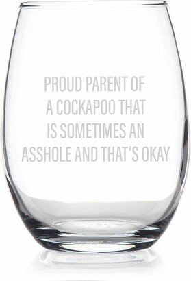 Proud Parent Cockapoo Stemless Wine Glass - Cockapoo, Mom, Dad, Baby, Glass, Under 20