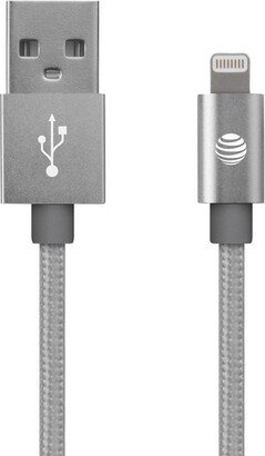 AT&T® Charge & Sync Braided USB to Lightning® Cable, 4ft (Silver)