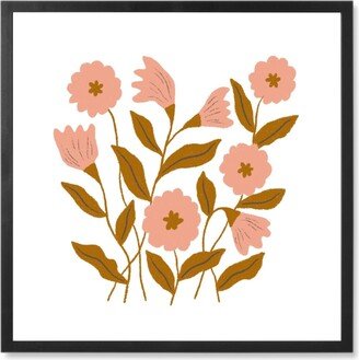 Photo Tiles: Wildflower Bouquet - Pink Photo Tile, Black, Framed, 8X8, Pink