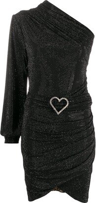 One-Shoulder Crystal-Heart Dress