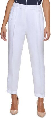 Petites Womens Linen Blend Slim Leg Ankle Pants