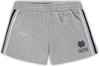 Women's Heathered Gray Notre Dame Fighting Irish Plus Size 2 Stripes Shorts