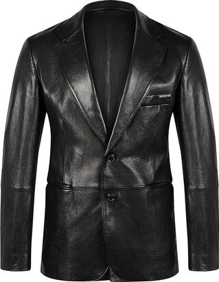 Leather Two-Button Blazer