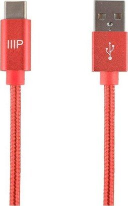 Monoprice Nylon Braided USB C to USB A 2.0 Cable - 6 Feet - Red | Type C, Fast Charging, Compatible With Samsung Galaxy S10/ Note 8, LG V20 and More