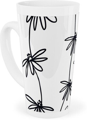 Mugs: Daisy Chain - Black And White Tall Latte Mug, 17Oz, White