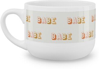 Mugs: Babe - Typography - Neutral Latte Mug, White, 25Oz, Yellow