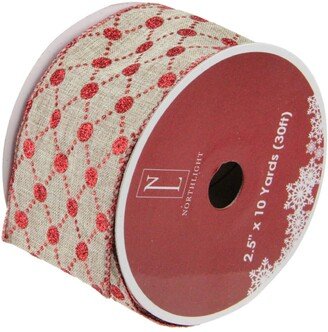 Northlight Pack of 12 Connecting The Dots Red and White Diamond Wired Christmas Craft Ribbon Spools - 2.5