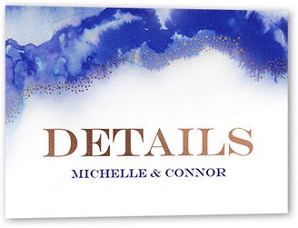 Enclosure Cards: Ocean Waves Wedding Enclosure Card, Blue, Rose Gold Foil, Matte, Signature Smooth Cardstock, Square