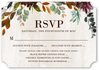 Rsvp Cards: Muted Floral Wedding Response Card, Red, Pearl Shimmer Cardstock, Ticket