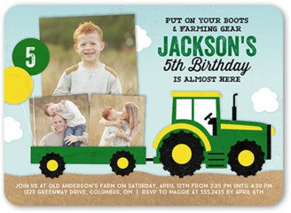 Rehearsal Dinner Invitations: Fantastic Farming Birthday Invitation, Blue, Matte, Signature Smooth Cardstock, Rounded