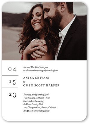 Wedding Invitations: Simple And Stylish Wedding Invitation, White, 5X7, Matte, Signature Smooth Cardstock, Rounded