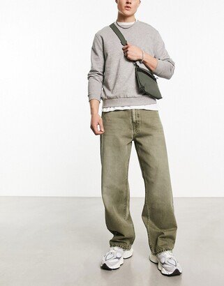 Omar wide fit jeans in worn khaki