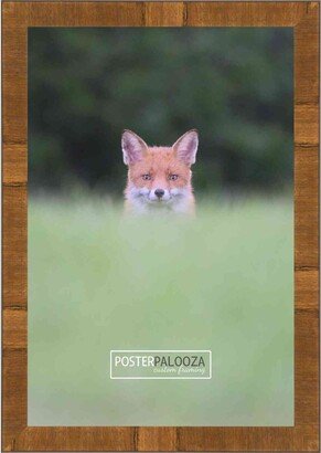 PosterPalooza 14x18 Contemporary Honey Pecan Complete Wood Picture Frame with UV Acrylic, Foam Board Backing, & Hardware