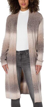 Long Sleeve Open Front Long Cardigan Sweater (Cafe Ombre) Women's Clothing