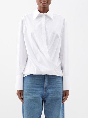 Wrap-front Cotton-poplin Shirt