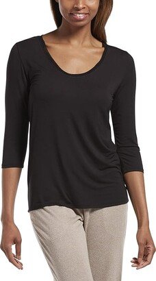 Women's Sleepwell with Temptech 3/4 Sleeve Pajama Sleep Top (Black) Women's Pajama