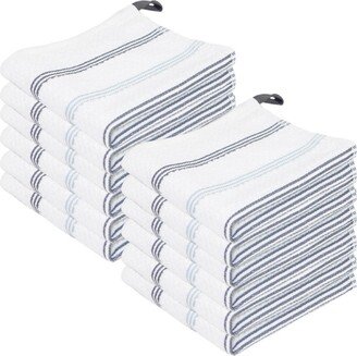 Sloppy Chef Premier Cotton Dishcloths (12 Pack), Striped Pattern, 100% Cotton, 13x13 Absorbent Kitchen Cleaning Dish Towels