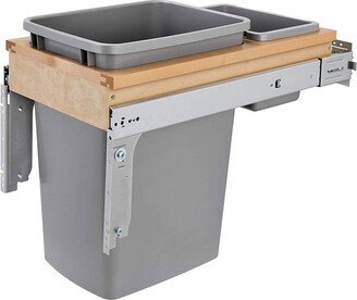 35 Qt Pull Out Under Cabinet Trash Can with Soft Close Slides, Top Mount Garbage Bin for 12