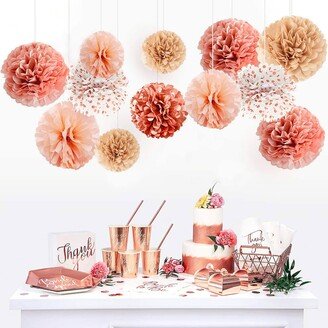 Peach Party Decorations, Pom Pom, Birthday Party, Baby Shower, Bridal Blush Decoration