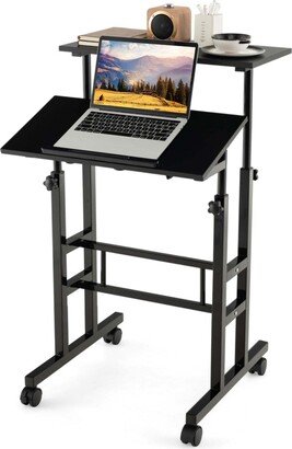 Mobile Standing Desk Rolling Adjustable Laptop Cart Home Office