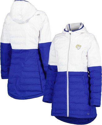 Women's Msx by Michael Strahan White, Royal Los Angeles Rams Willow Quilted Hoodie Full-Zip Jacket - White, Royal