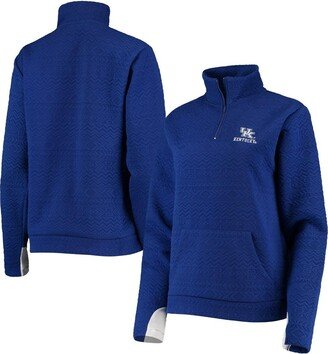 Women's Gameday Couture Royal Kentucky Wildcats Embossed Quarter-Zip Jacket