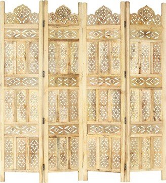 Hand carved 4-Panel Room Divider 63x65 Solid Mango Wood