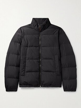 Leather-Trimmed Padded Quilted Shell Jacket