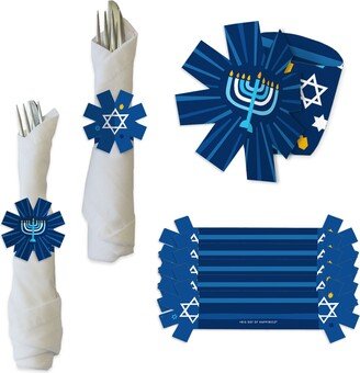 Hanukkah Menorah - Chanukah Holiday Party Paper Napkin Holder Rings Set Of 24