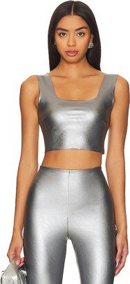 Faux Leather Square Neck Crop Top-AA