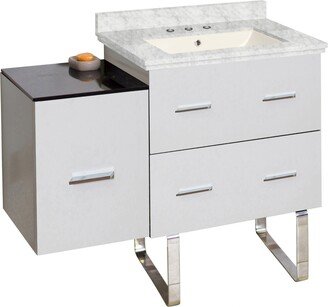 37.75-in. W Floor Mount White Vanity Set For 3H8-in. Drilling Bianca Carara Top Biscuit UM Sink