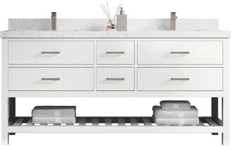 Parker 72 In. W X 22 D Double Sink Bathroom Vanity in White With Quartz Or Marble Countertop | Modern Vanity Premium Q