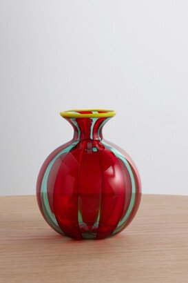 Mini Ciccio Striped Murano Glass Vase - Red