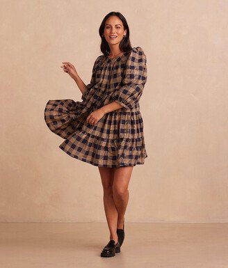 The Tiered Mini Dress - Buffalo Check in Midnight & Toffee