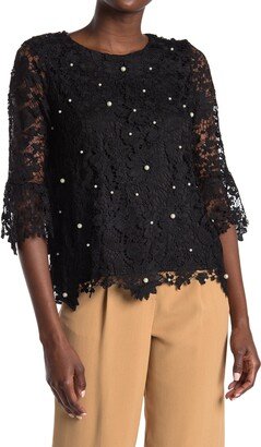 Forgotten Grace Pearl Embellished Crochet Lace Blouse