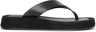 Ginza leather and suede platform flip flops