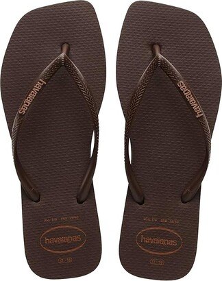 Slim Logo Pop-Up Flip Flops (Dark Brown) Women's Sandals