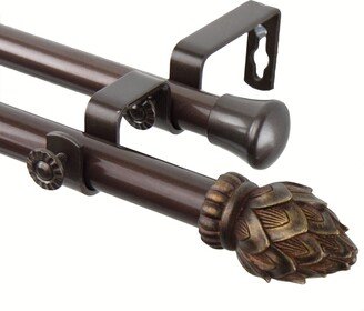 InStyleDesign Lotus Adjustable Antique Cocoa Double Curtain Rod