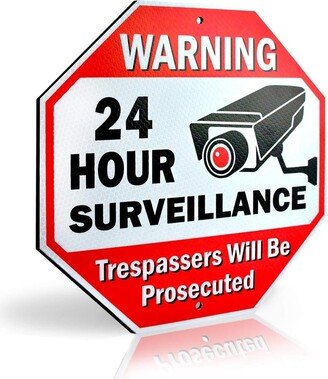Vinyl Boutique Shop Reflective Warning 24 Hour Surveillance No Trespassing Metal Sign