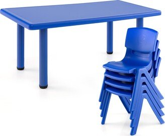 Axidou 48 L x 24 W Kids Table and 4 Chairs Set: Toddler Activity Table for 1-8 Year Olds with Craft Desk-AA